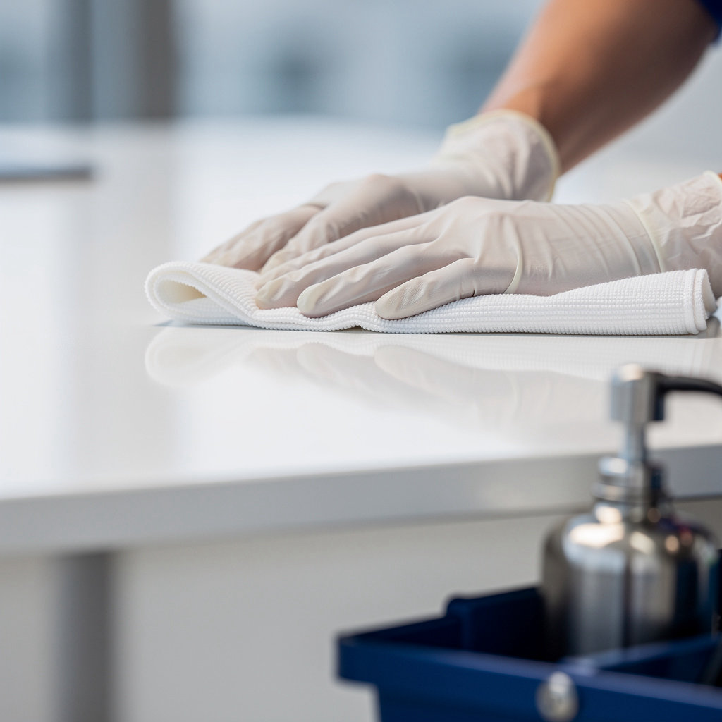 White Glove Janitorial Services team member demonstrating professional cleaning and quality assurance standards